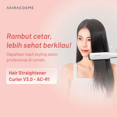 Akiracosme AC-R3 Pelurus dan Pengeriting  Rambut 3.0 dengan Plat Lebar, Ion Negatif, Profesional Use