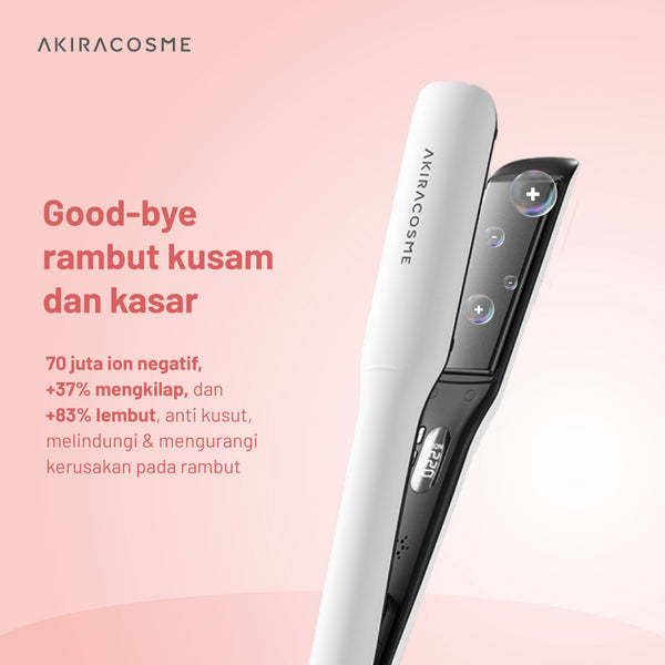 Akiracosme AC-R3 Pelurus dan Pengeriting  Rambut 3.0 dengan Plat Lebar, Ion Negatif, Profesional Use